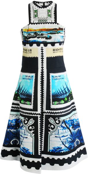 Mary Katrantzou Kathmandu Postage Stamp Print Dress - Lyst