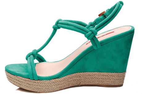 green wedge booties