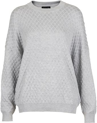 Topshop Knitted Quilted Sweat - Lyst
