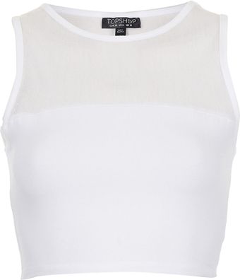 Topshop Mesh Crop Vest - Lyst
