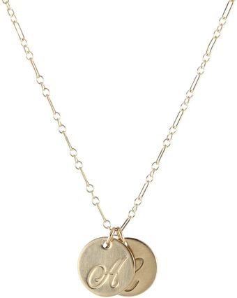 Peggy Li 2 Disc Large Script Initial Necklace Gf - Lyst