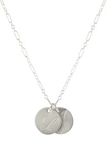 Peggy Li 2 Disc Large Script Initial Necklace Ss - Lyst