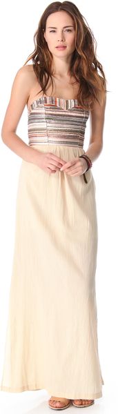 Love Sam Embroidered Stripe Gauze Maxi Dress - Lyst