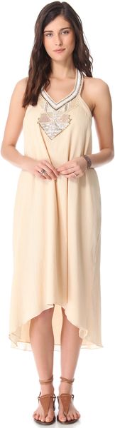 Love Sam Gauze Beaded Halter Maxi Dress - Lyst