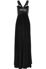Mason by Michelle Mason Washedsilk Crepe and Leather Dress