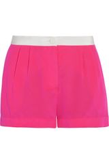 Mason by Michelle Mason Contrast Trim Washed Silk Crepe De Chine Shorts
