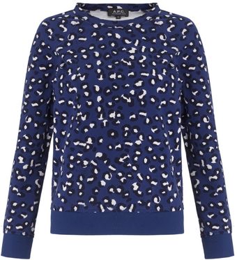 A.P.C. Indigo Leopard Sweatshirt - Lyst