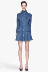 Balmain Blue Cotton Twill Denim Dress