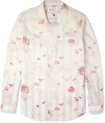 Maison Martin Margiela Floral Print Cotton Shirt - Lyst