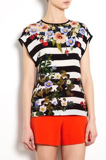 Mother Of Pearl Decoy Flowers Stripe Silk Front Top - Lyst