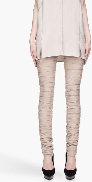 Neil Barrett Warm Beige Bunched Tubular Jersey Tights - Lyst