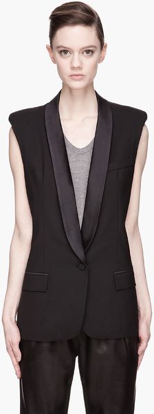 Smythe Black Shawl Collarl Structured Tuxedo Vest - Lyst