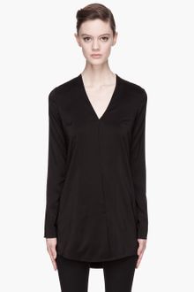 T By Alexander Wang Black Silk Habotai Cross Front Tunic Blouse - Lyst