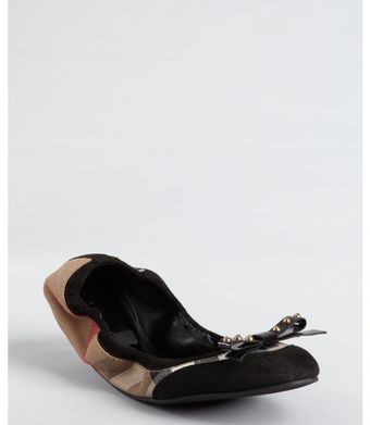 Burberry Black Leather and Nova Check Canvas Ballet Flats - Lyst