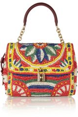 Dolce & Gabbana Miss Dolce Medium Woven Raffia Shoulder Bag