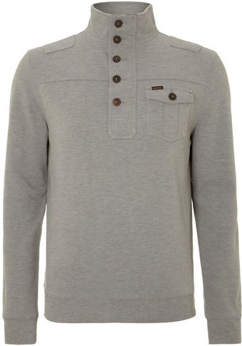 Duck And Cover Long Sleeve Half Button Jumper - Lyst