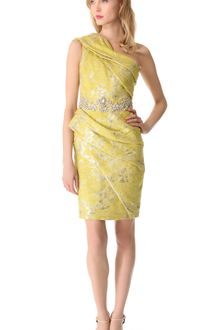 Marchesa One Shoulder Cocktail Dress - Lyst