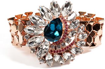 Mawi Rose Goldplated Flower Embellished Watchstrap Bracelet in Blue - Lyst