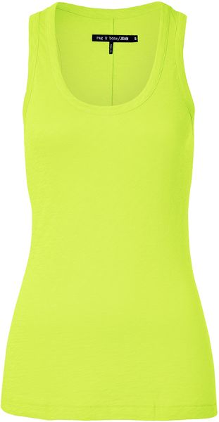 Rag & Bone Fluo Green Cotton Classic Beater Tank Top - Lyst