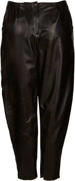 Topshop Slouch Leather Crop Trousers By Boutique - Lyst