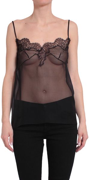 Valentino Silk Chiffon and Lace Top - Lyst