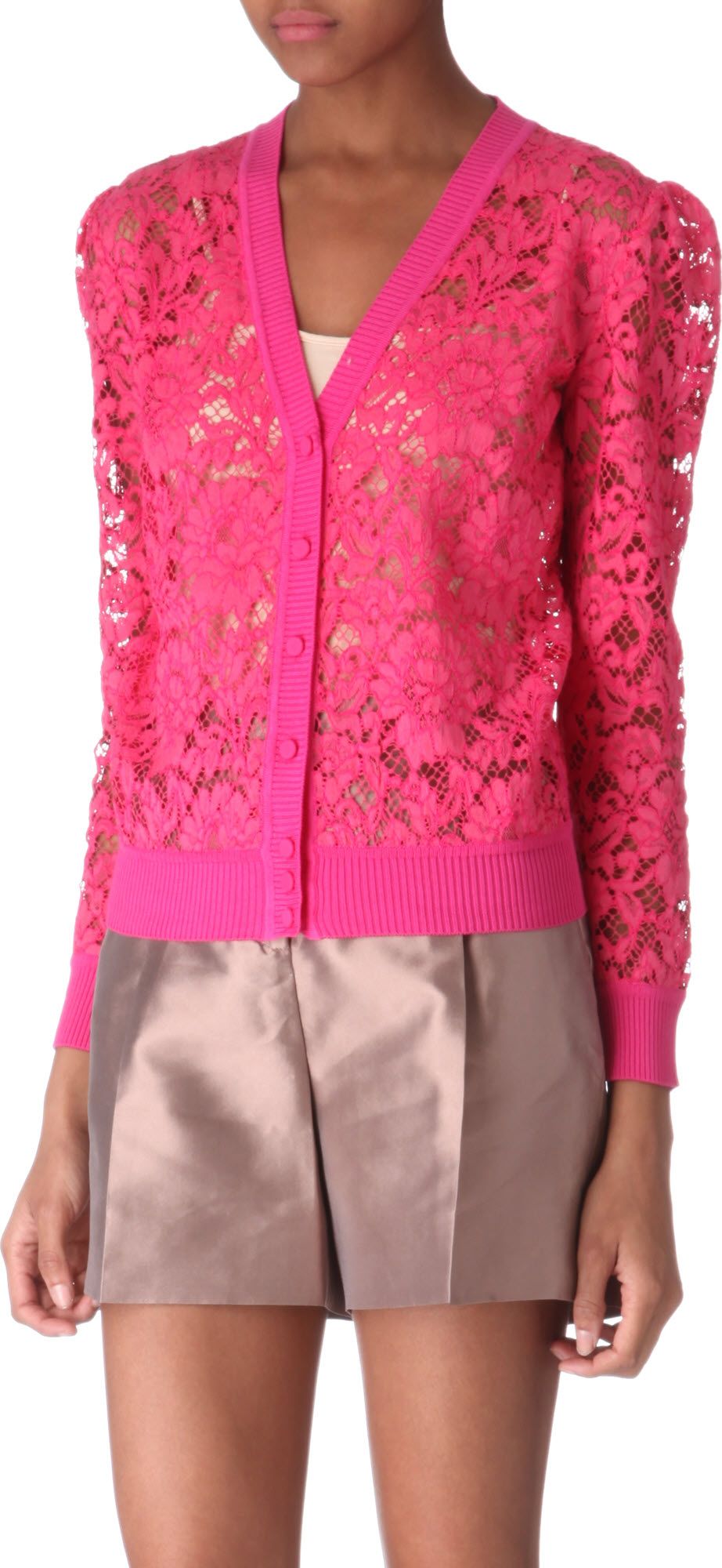 Valentino Lace Cardigan in Pink (fuchsia) Lyst