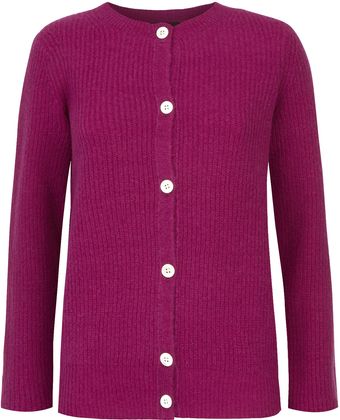 A.P.C. Pink Ribbed Knit Cardigan - Lyst