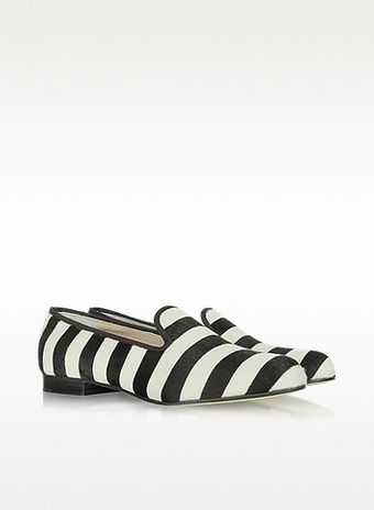 Marc Jacobs Calf Hair and Gross Grain Stripe Loafer - Lyst