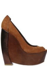 Rachel Zoe Suede and Wood Open Toe Wedges