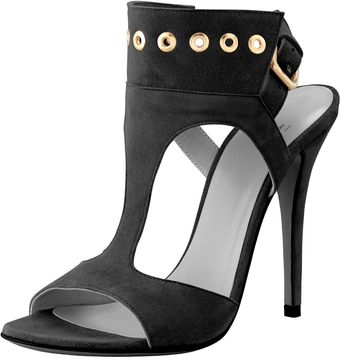 Stuart Weitzman Frenchu Grommet Suede Sandal Black - Lyst