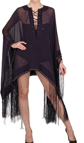 Tom Ford Fringed Silk Georgette Poncho Shirt - Lyst