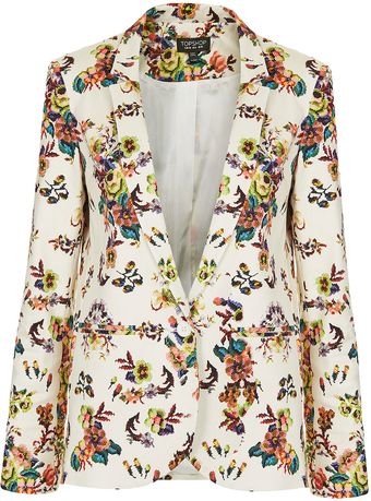 Topshop Pixel Floral Blazer - Lyst