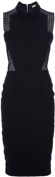Victoria Beckham Fitted Collar Sleeveless Dress - Lyst