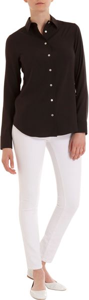 Barneys New York Button Front Silk Shirt - Lyst