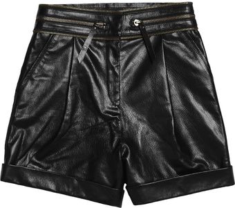 Karl Lagerfeld Sanna Glossed Leather Shorts - Lyst