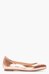 McQ by Alexander McQueen Metallic Rose Gold Leather Pointy Toe Flats