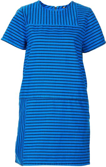 Moto Stripe Panel Denim Dress - Lyst