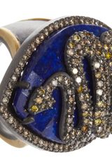 Sara Weinstock Lapis Diamond Snake Marquis Ring