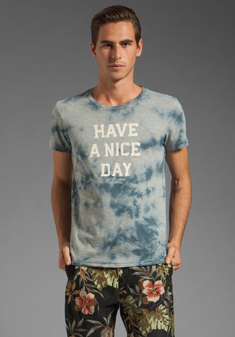 Scotch & Soda Have A Nice Day Tee in Blue Tie Dye - Lyst