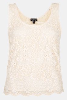 Topshop Sheer Back Floral Lace Tank - Lyst