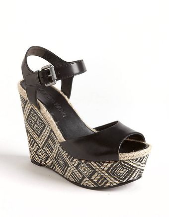 Vera Wang Malina Leather Wedge Sandals - Lyst