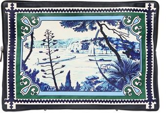 Mary Katrantzou Kathmandu Printed Leather Large Pouch - Lyst