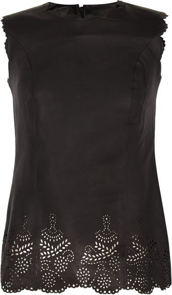Sara Berman Doily Coco Lasercut Leather Top - Lyst