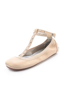 Yosi Samra Studded Tstrap Ballet Flats - Lyst