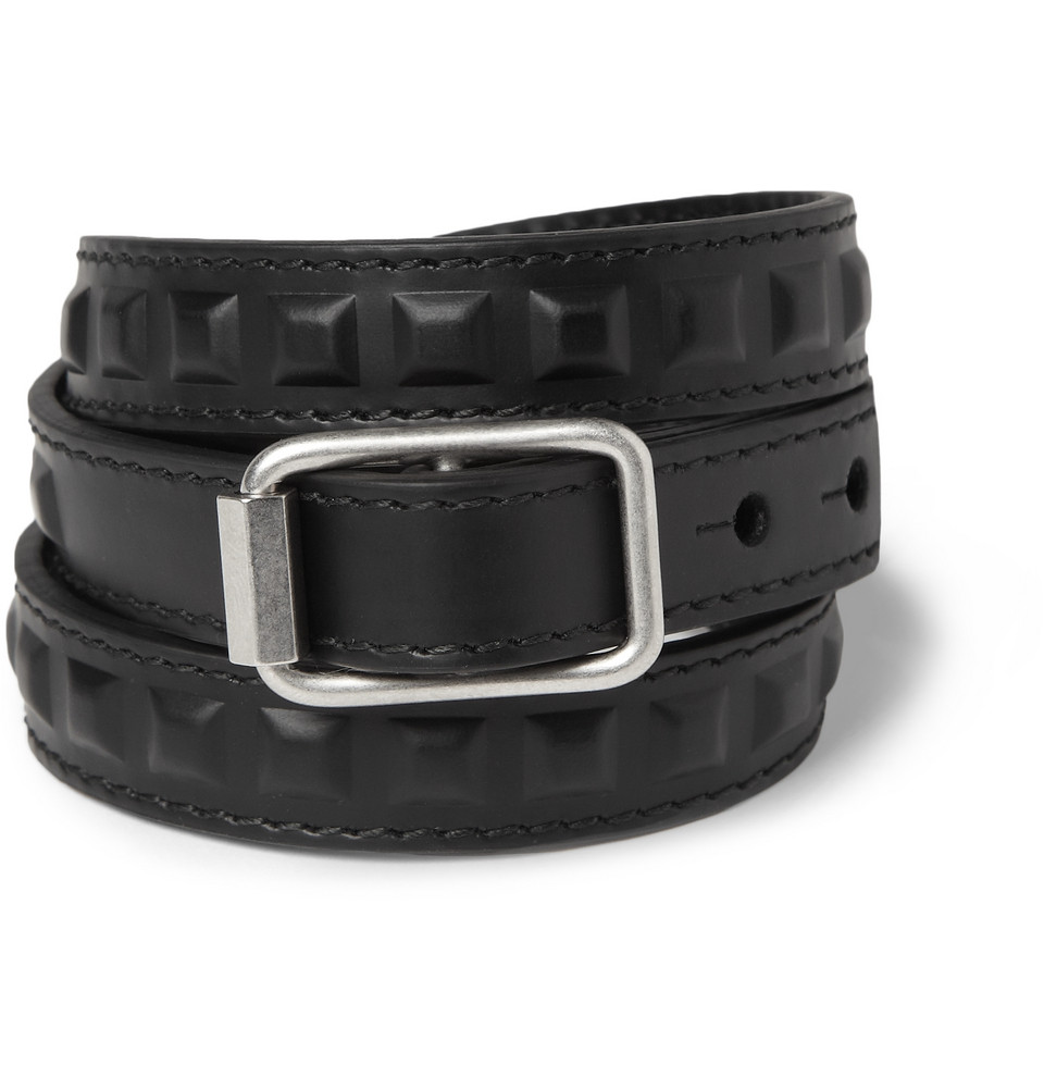 Balenciaga Studded Leather Wrap Bracelet in Black for Men Lyst