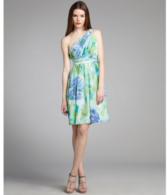 Donna Morgan Orchid Printed Chiffon One Shoulder Party Dress - Lyst