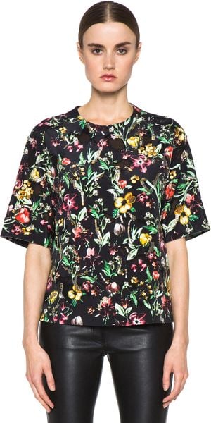 3.1 Phillip Lim Faded Botanical Embroidered Tee in Black - Lyst