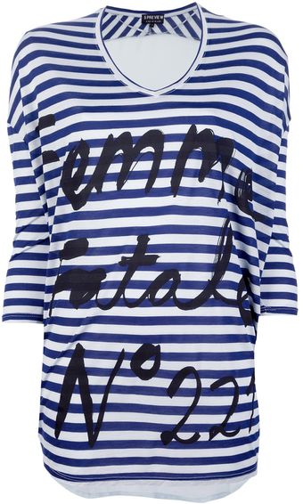 5preview Sheer Striped Print Tshirt - Lyst