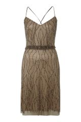 Adrianna Papell Short Cross Back Beaded Dress