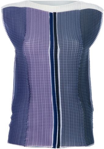 Issey Miyake Pleated Striped Top - Lyst